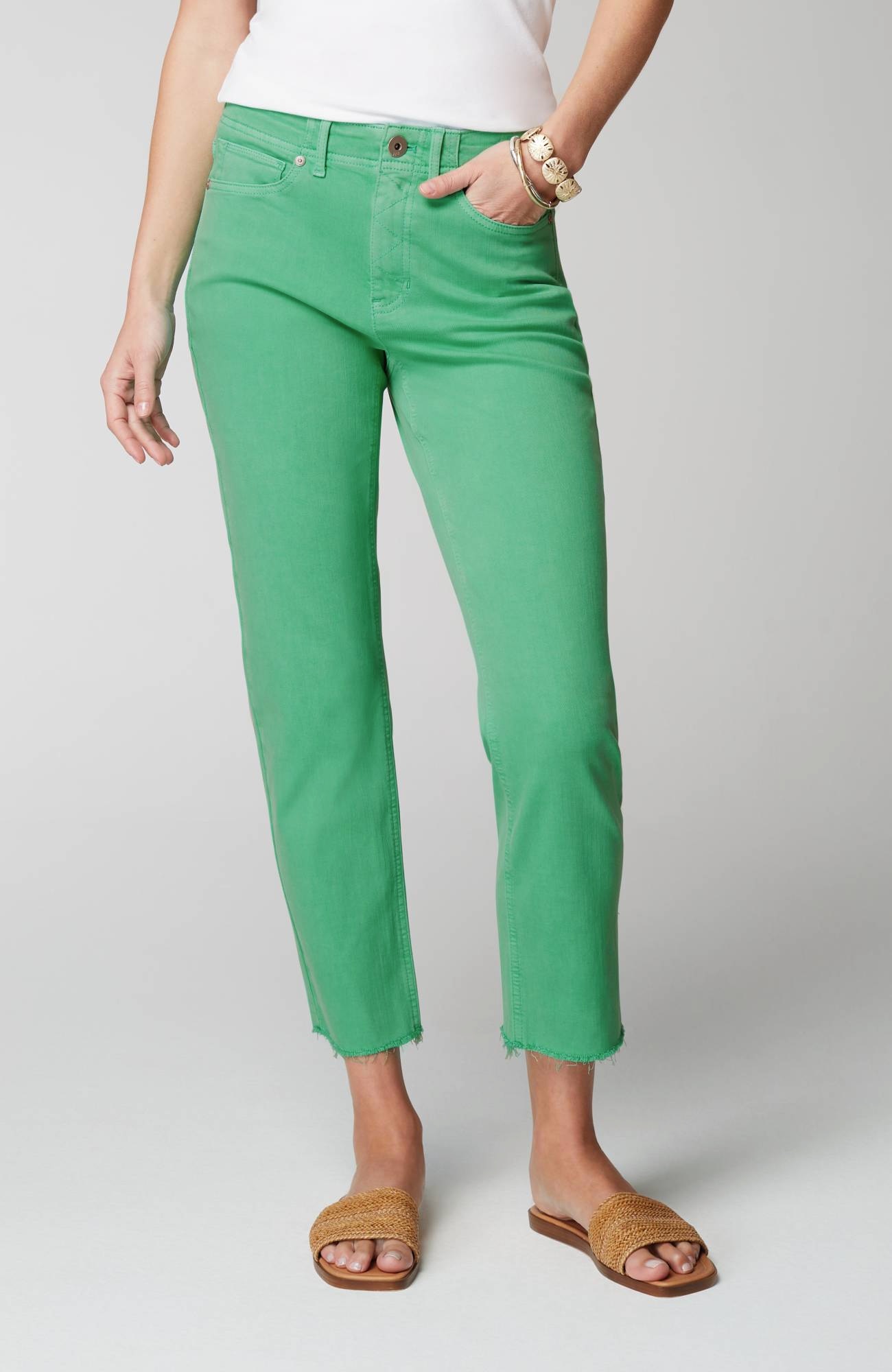 High-Rise Fringe-Hem Crops