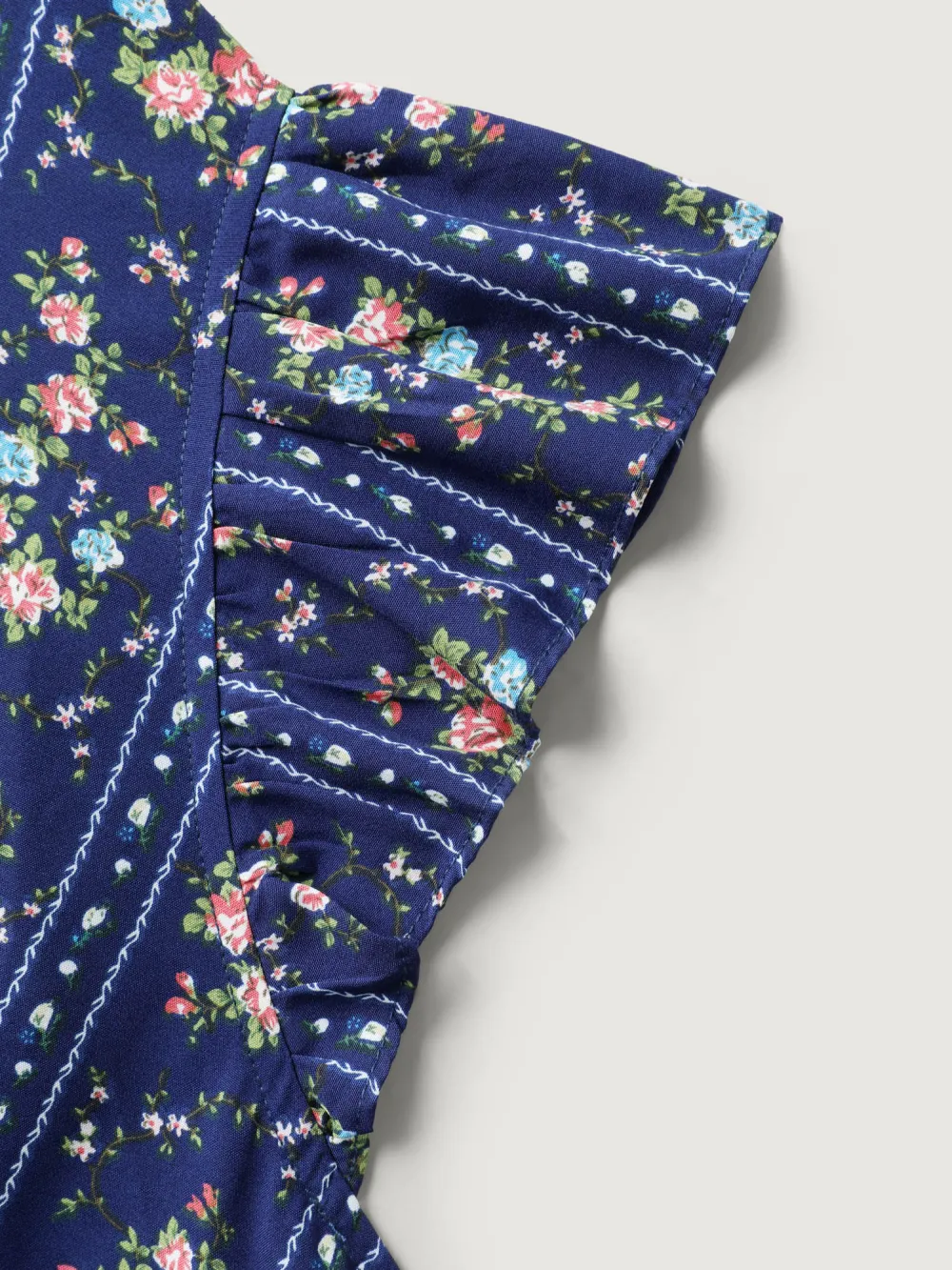 Floral Stripes Flutter Sleeve Blouse