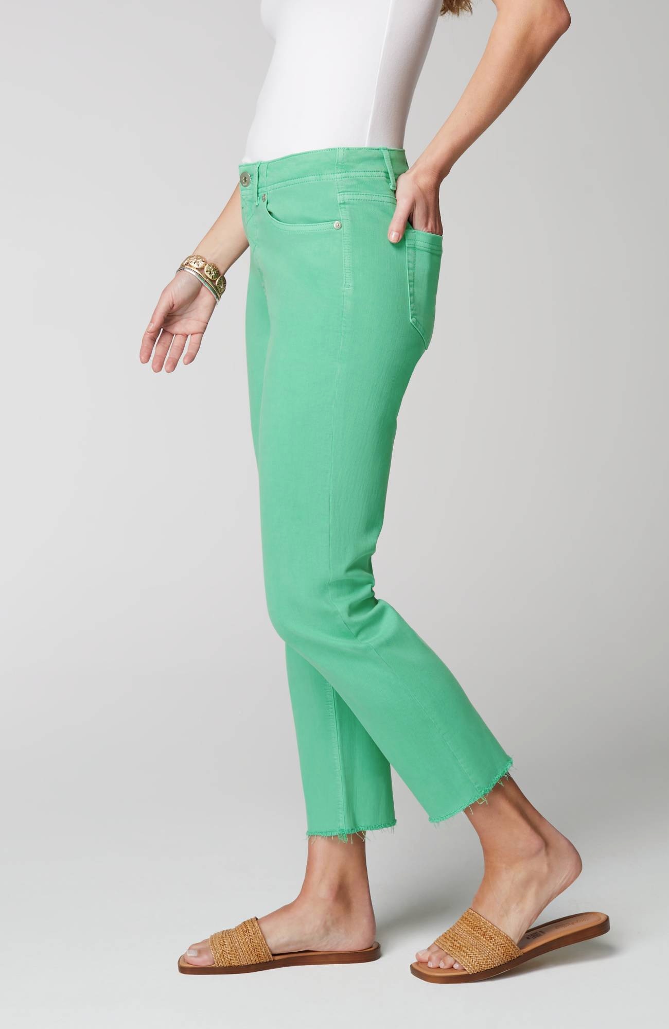 High-Rise Fringe-Hem Crops