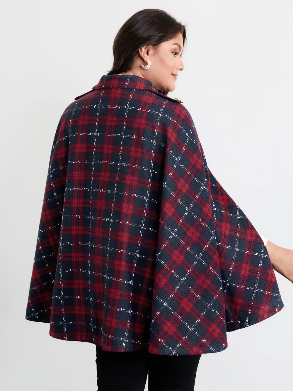 Holiday Plaid Double Button Hoodie Jacket