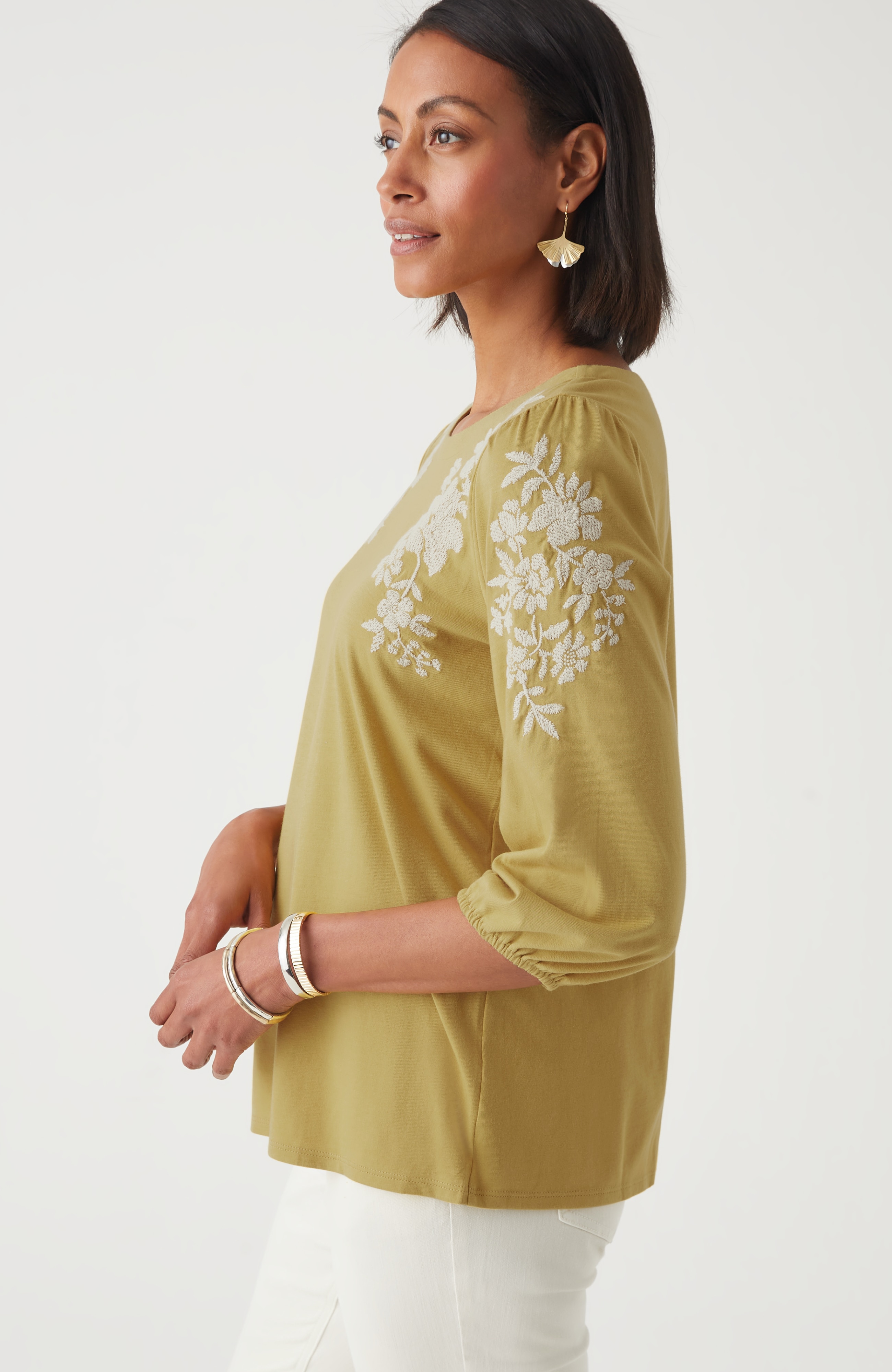 Floral-Embroidered Top