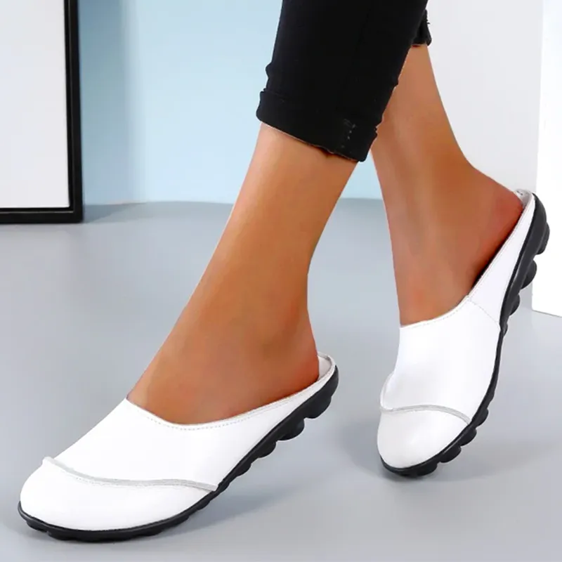 Slippers Wear Leather Soft Soles And Comfortable Flat Shoes
