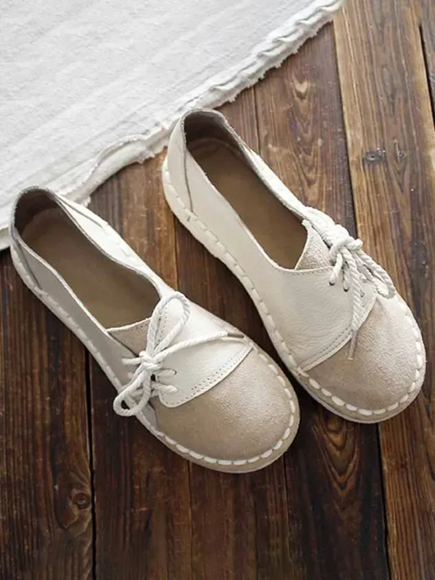 Women's Casual Vintage Round Toe Flats All Season Shoes
