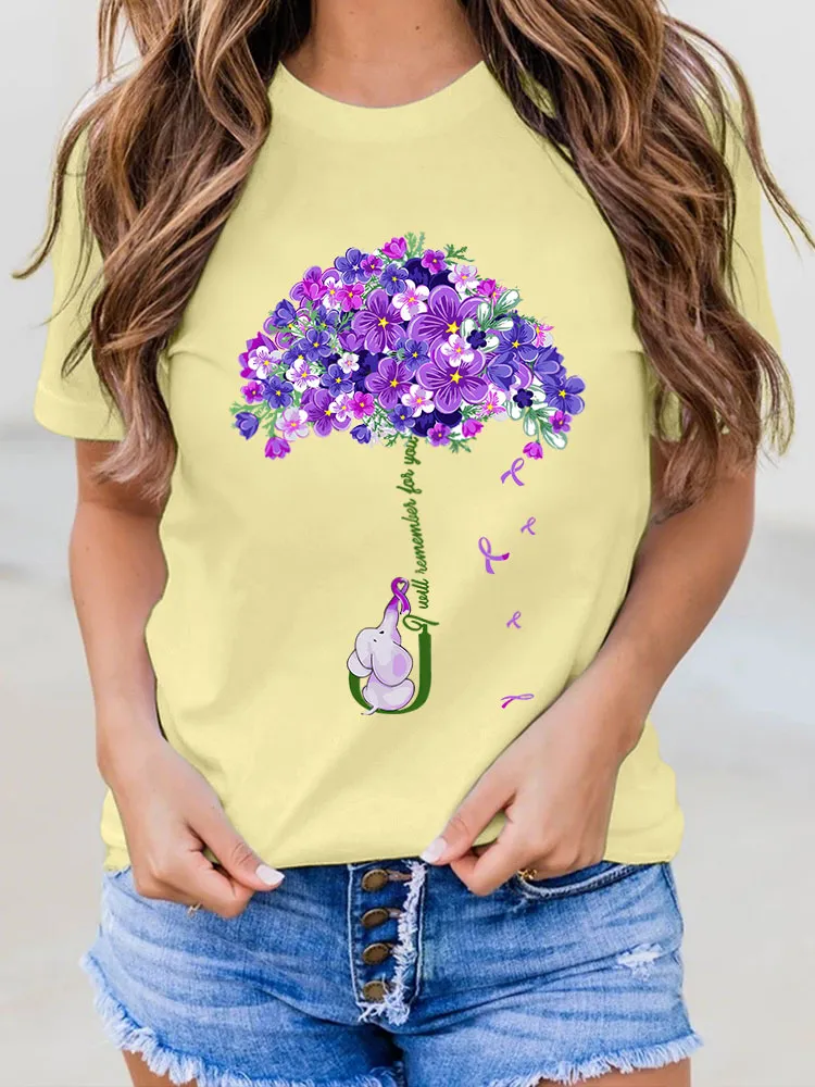 Women's I Will Remember For You Dementia Alzheimer's Disease Awareness Print T-Shirt