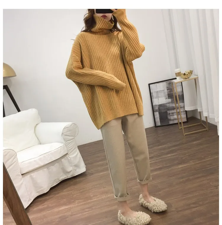 Turtleneck Lazy Pit Strip Retro Sweater