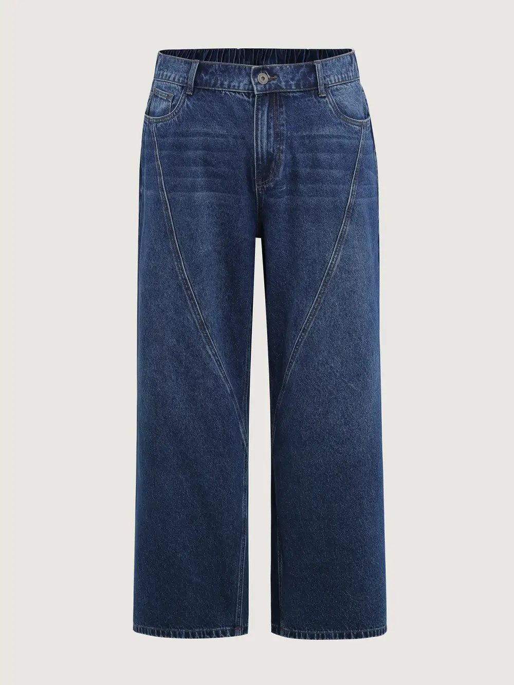 Distressed Stretchy Waist Wide-Leg Jeans