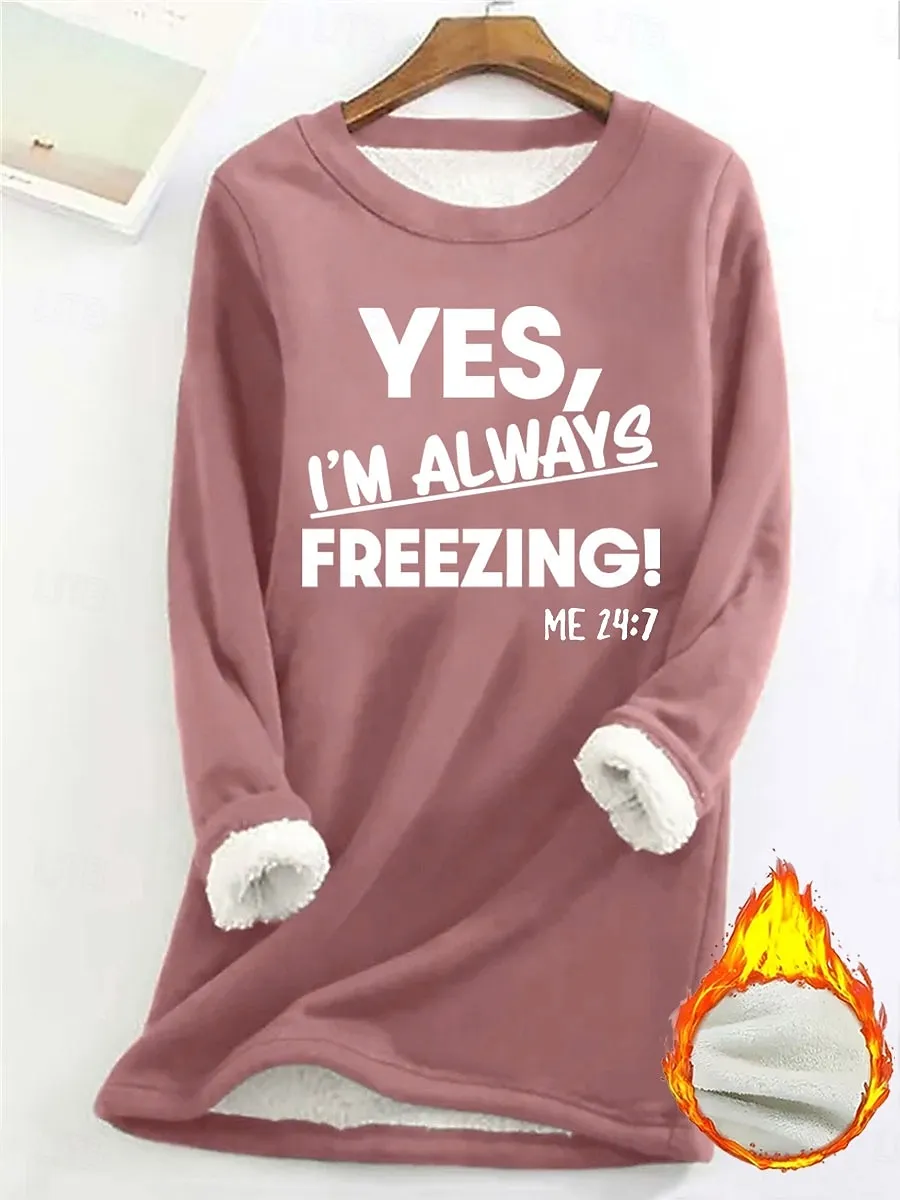 Women's Pullover Sweatshirt Graphic Letter Warm Casual Fuzzy Long Sleeve Crew Neck Round Neck Regular Tops Street Casual Black Yellow Pink Dark Pink Red Spring Fall Winter