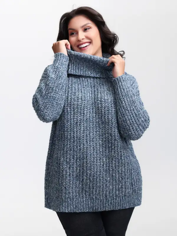 Heather Turtle Neck Solid Pullover