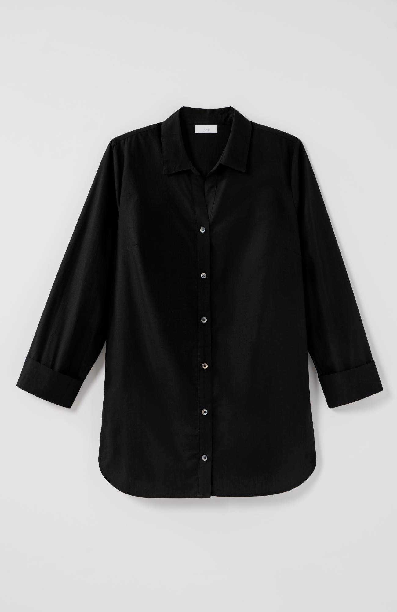 side-button stepped-hem tunic