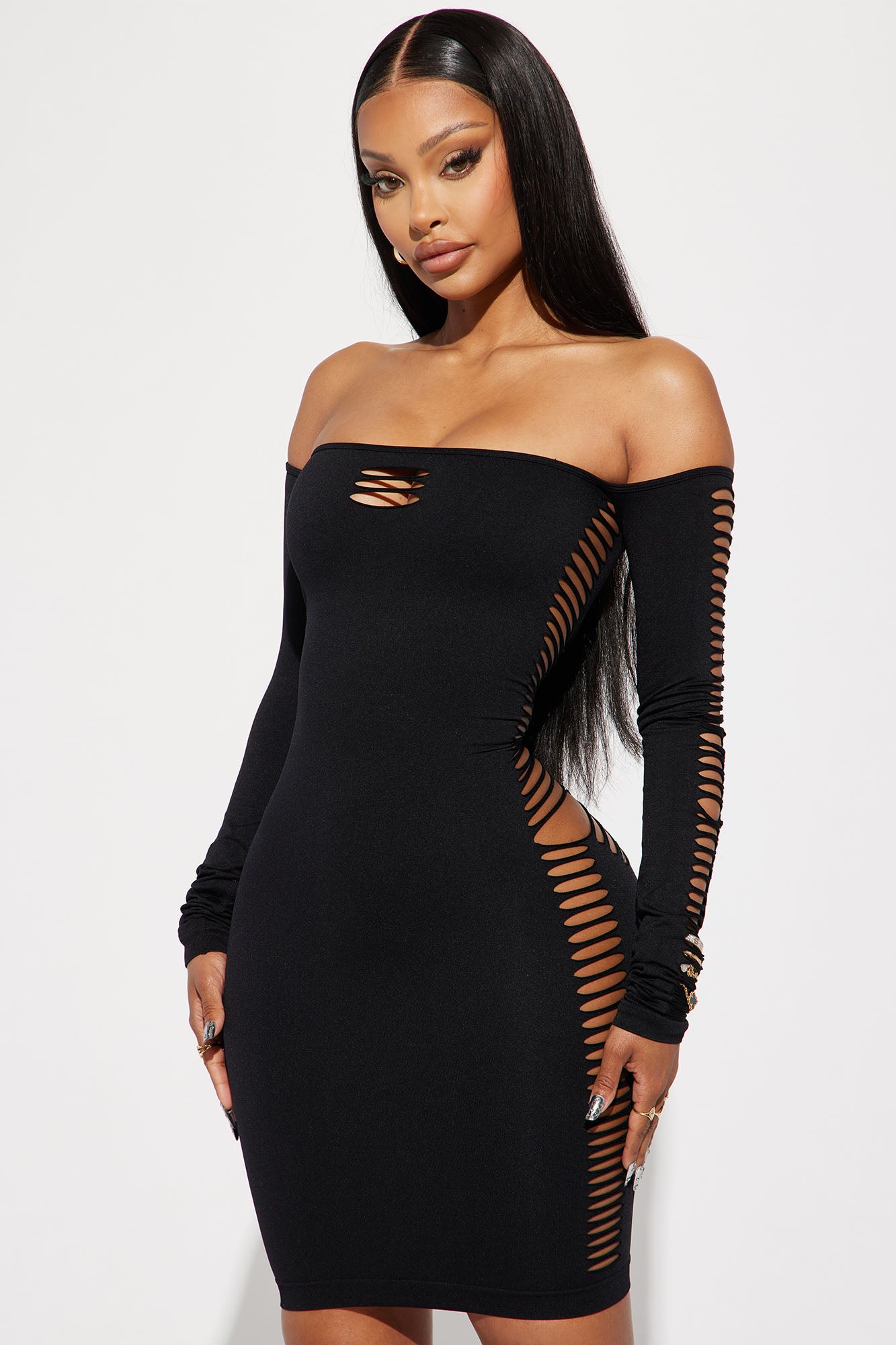 Sarah Seamless Mini Dress - Black