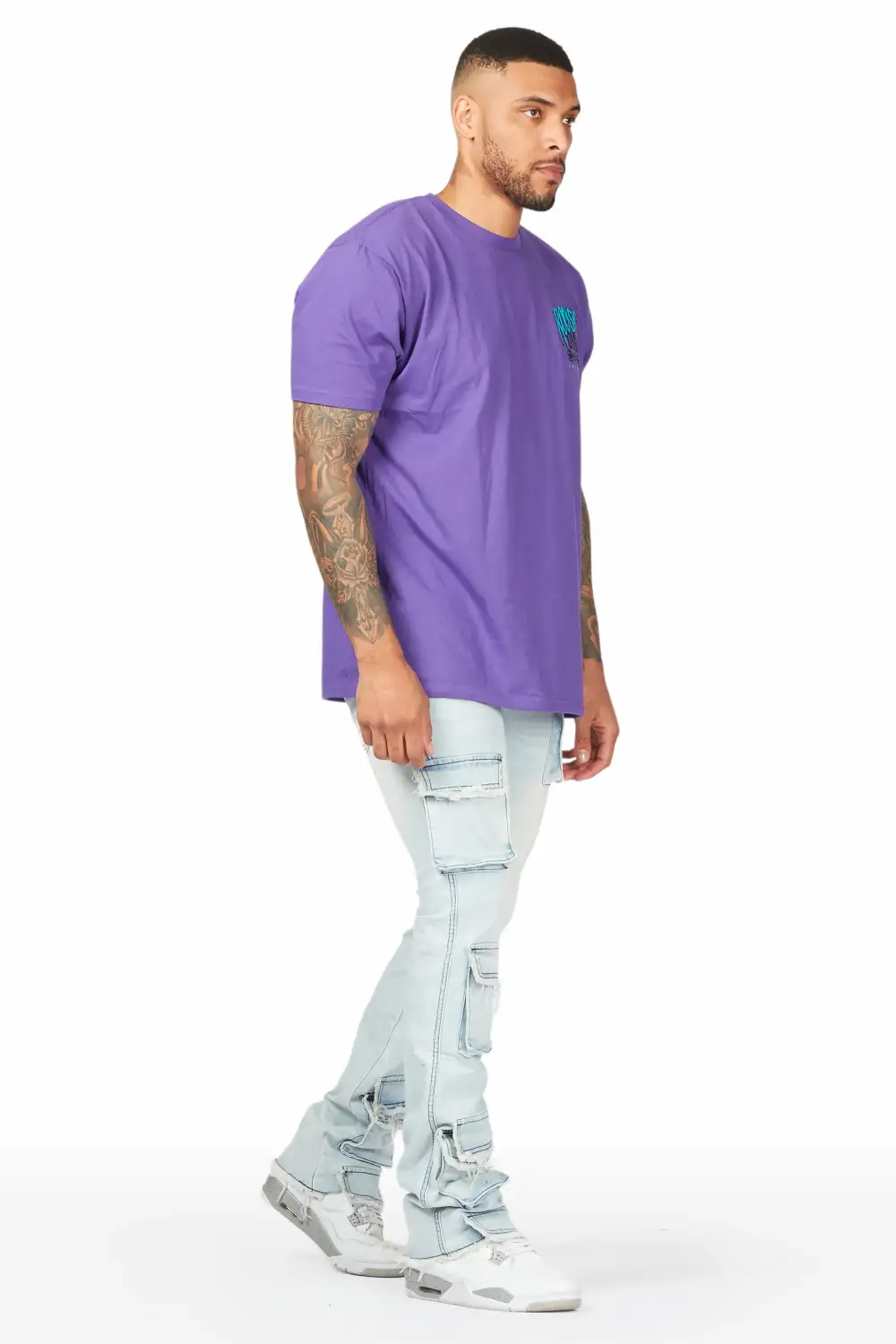 Zander Blue Stacked Flare Cargo Jean