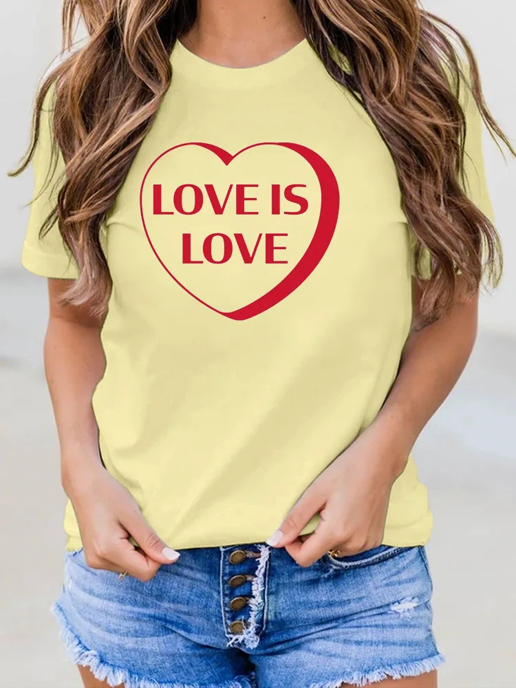 Pure Cotton Round-Neck Short-Sleeved Shirt Love Is Love T-Shirt