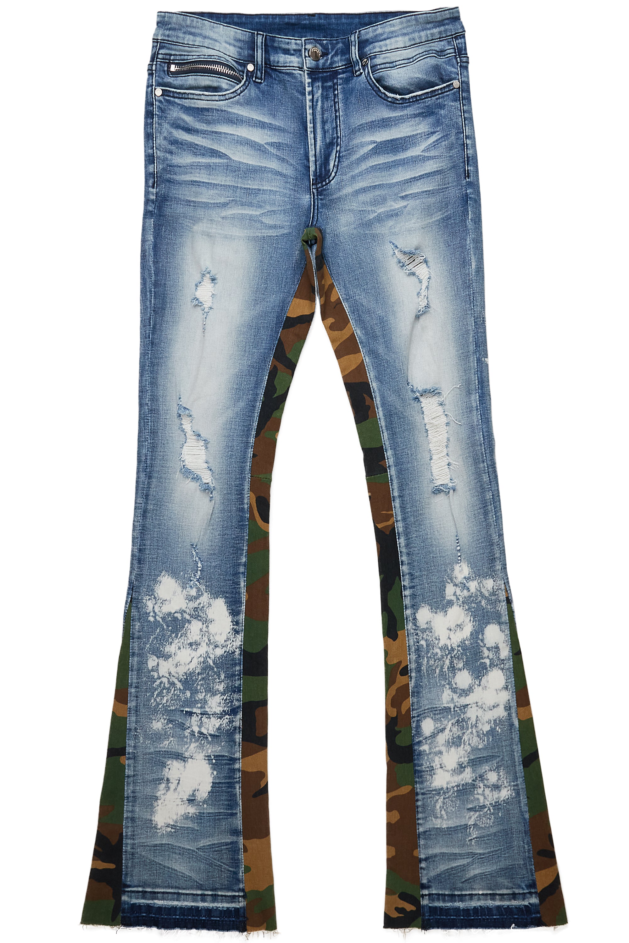 Strass Blue Stacked Flare Jean