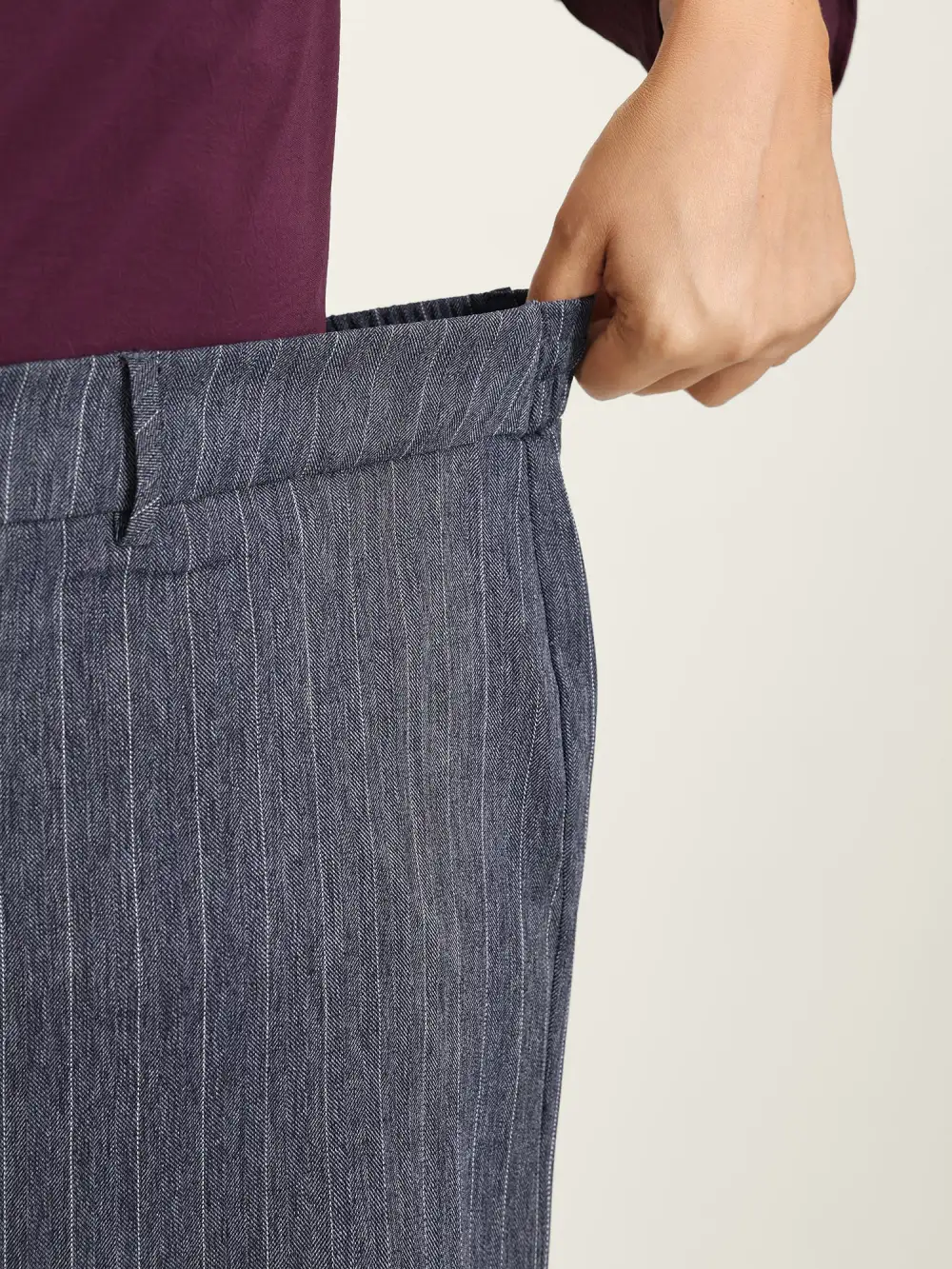 Striped Button Wide-Leg Pants