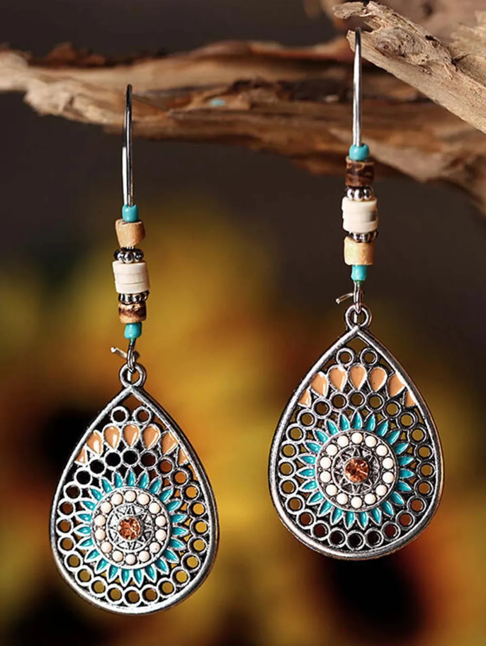 Boho Water Drop Shape Beaded Dangle Earrings