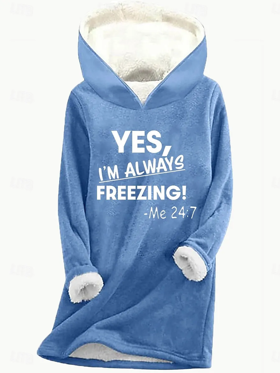 Women's Hoodie Sweatshirt Fleece Letter Street Dailywear Print Casual Comfrt Hoodie Long Sleeve Micro-elastic Fall Winter Fall & Winter Comfrt Breathable Soft Fabric