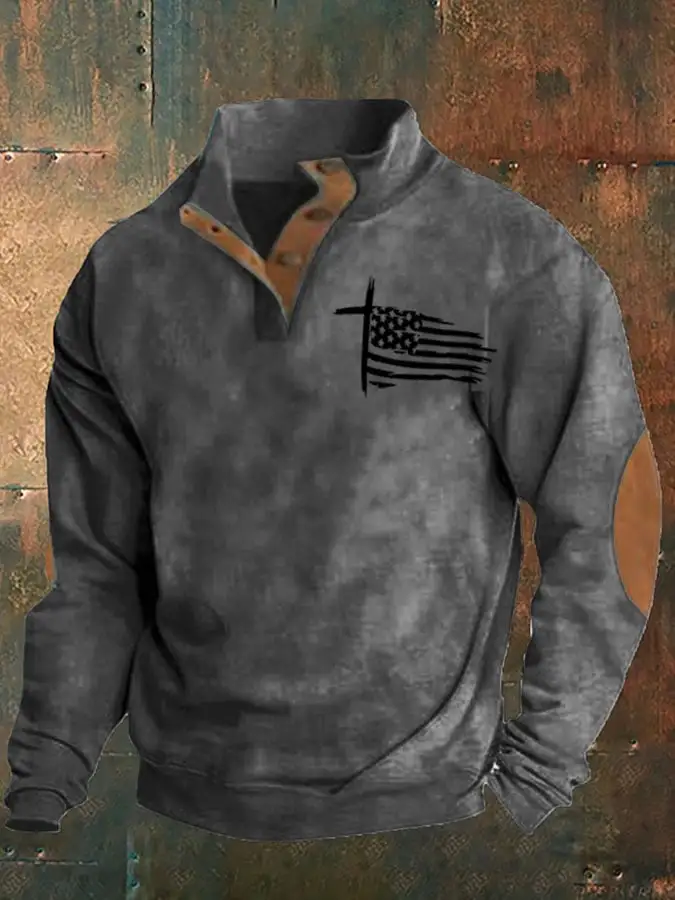 Men's Aintage Faith Flag Print Sweatshirt