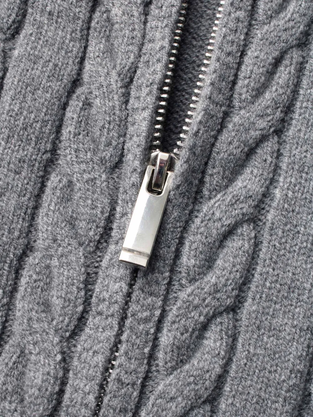 Cable Knit Hooded Zipper Cardigan