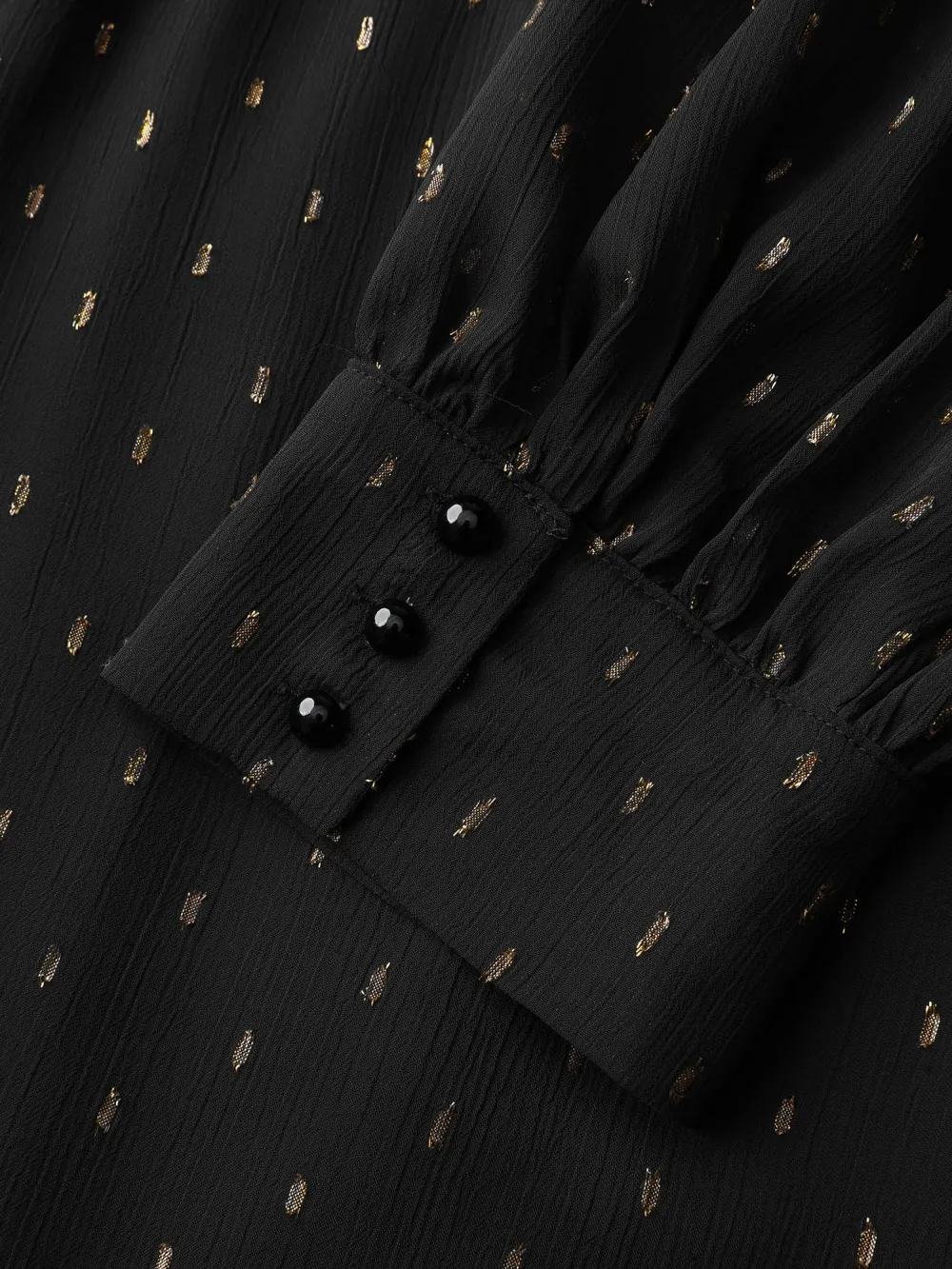 Gold Stamp Ruffled Neck Maxi Dress