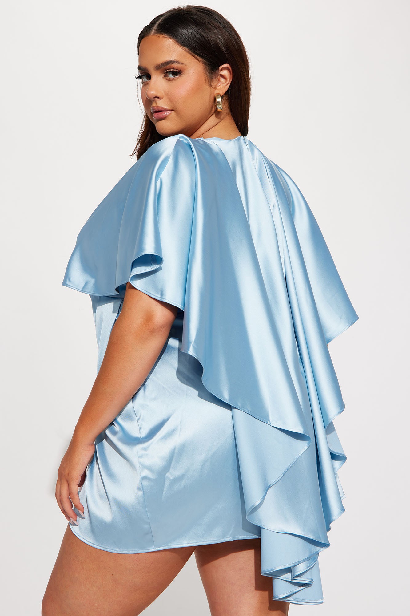 Vanessa Satin Mini Dress - Light Blue