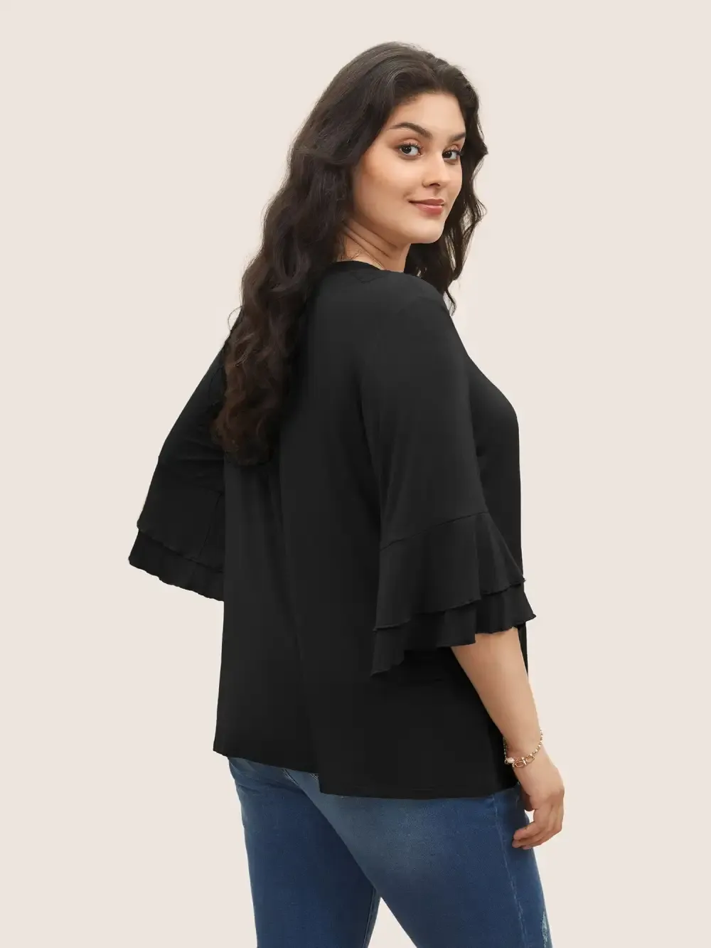 Supersoft Essentials Ruffle Layered Sleeve Pleated T-Shirt