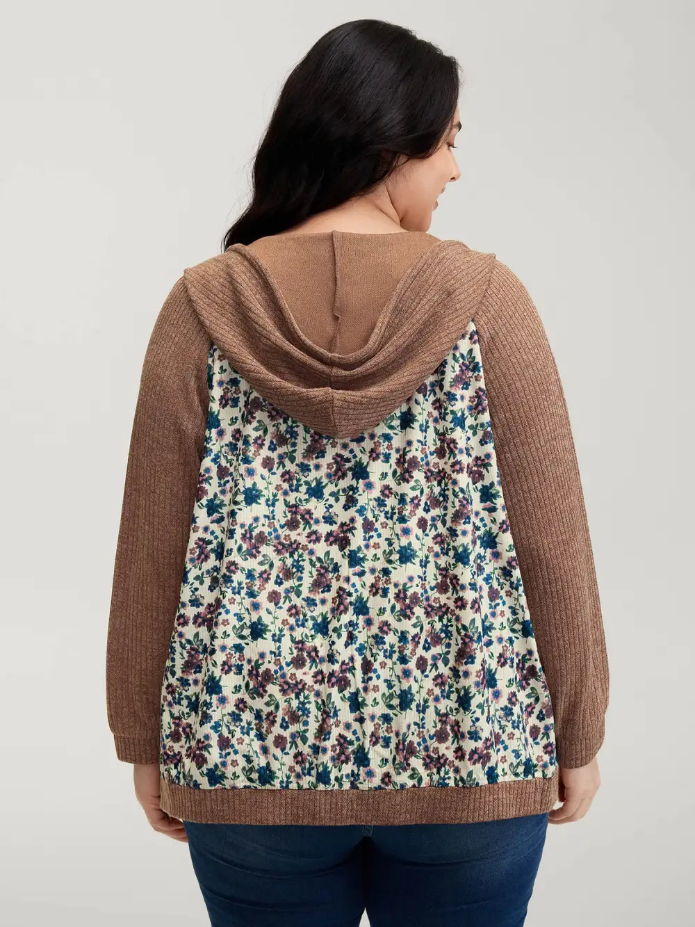 Floral Print Color Contrast Jacket