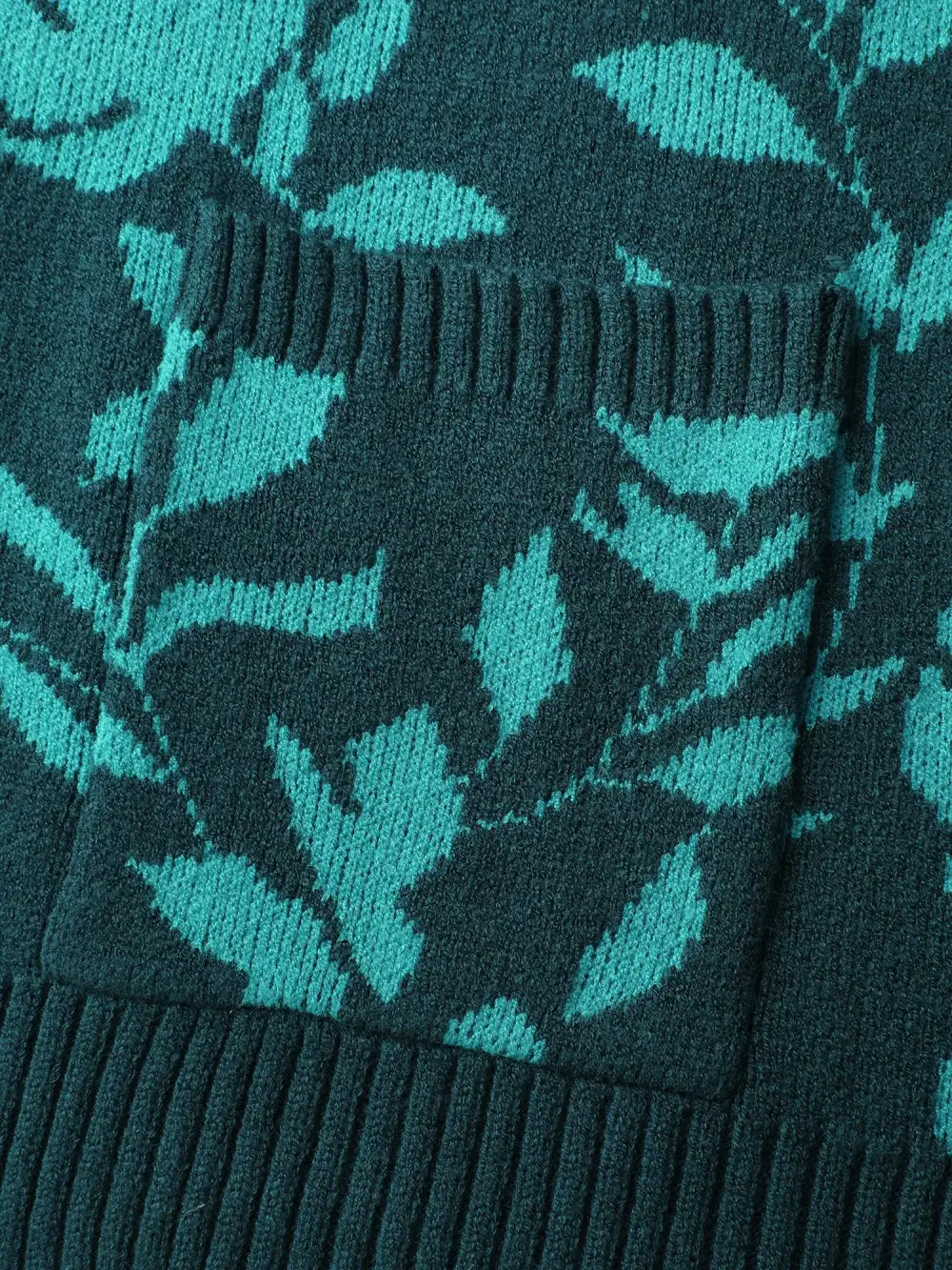 Floral Print V-Neck Ribbed Knit Cardigan