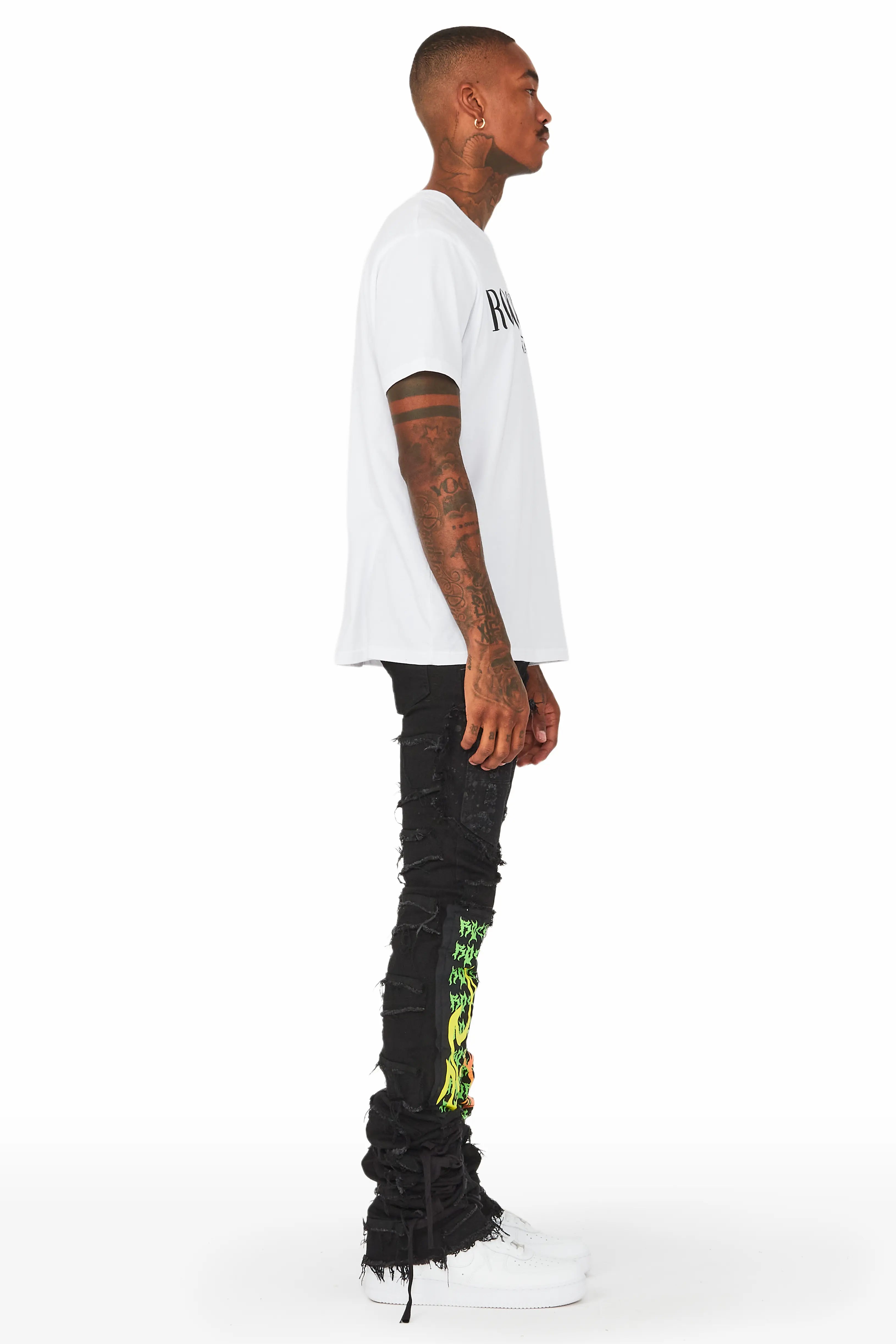 Kayce Black Super Stacked Flare Jean