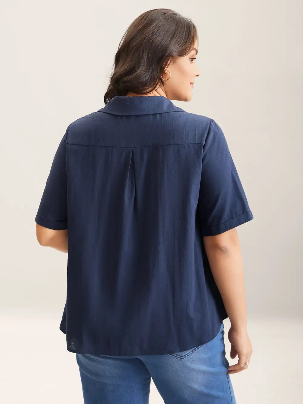 Cotton Collar Button Placket Blouse