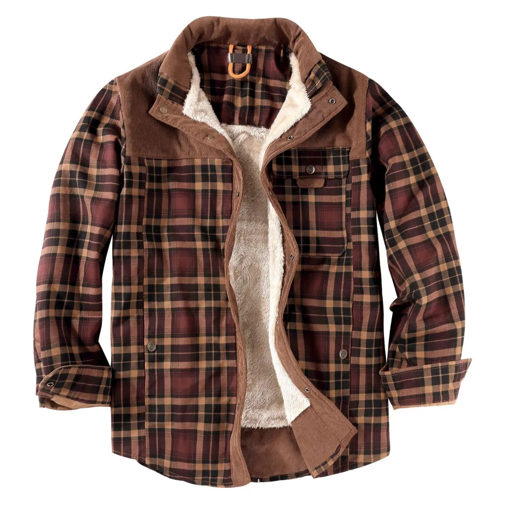 Men's Flannel Stitched Cotton Jacket Warm Top