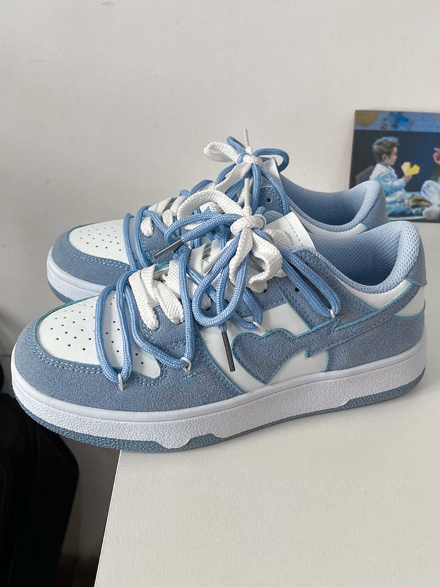 Haze Blue Love Breathable Board Shoes - 1854