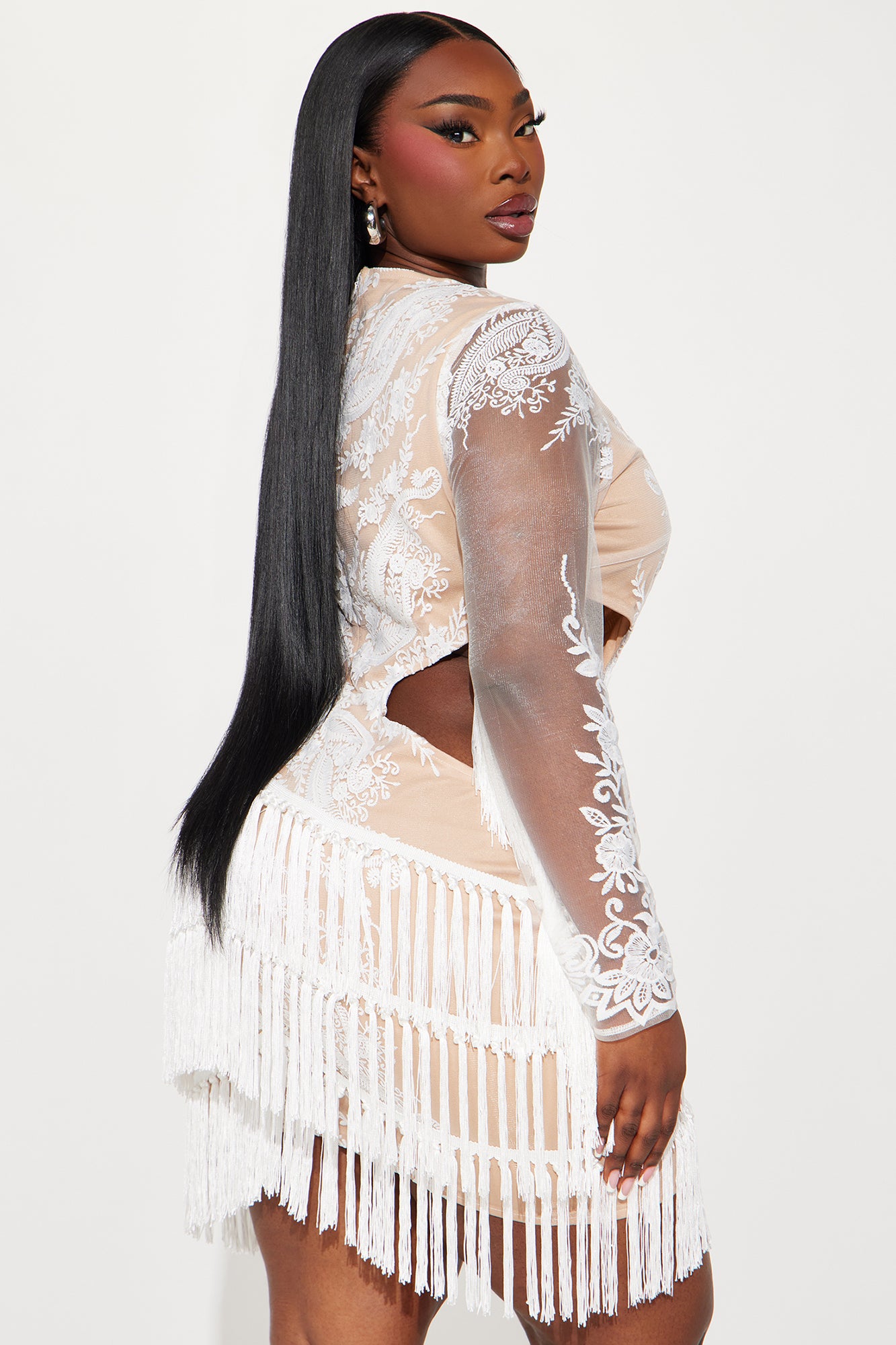 Gwen Lace Mini Dress - White/combo