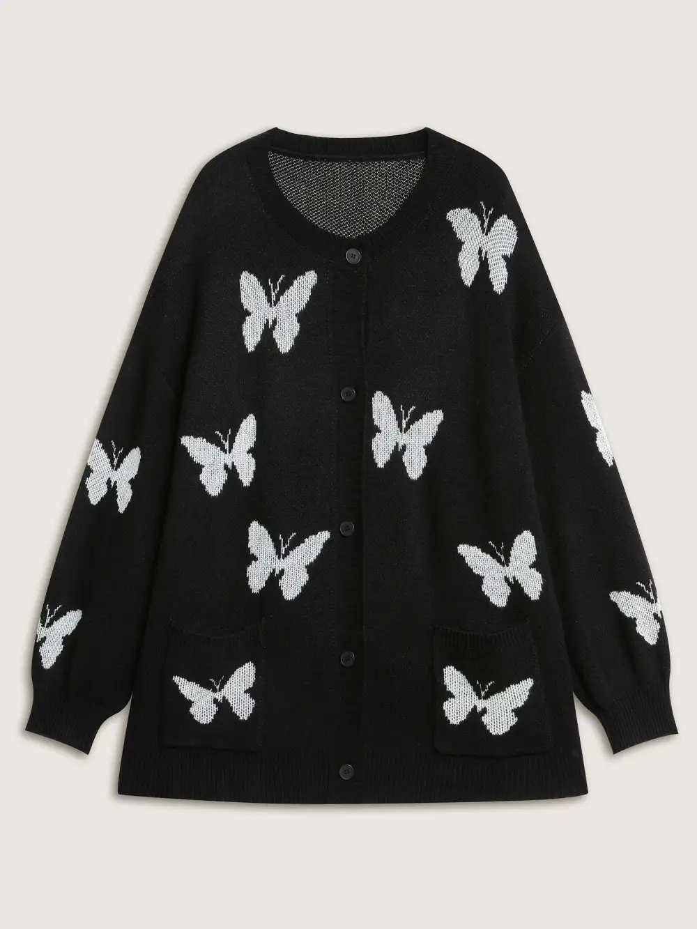 Butterfly Jacquard Pattern Knit Cardigan
