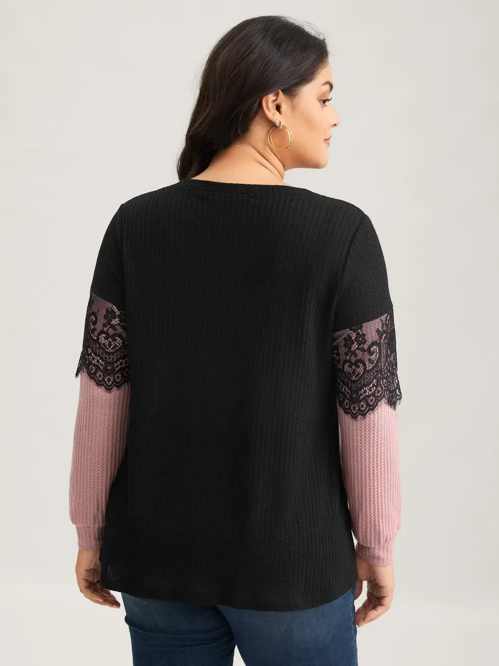 Crochet Lace Mesh Contrast Patchwork Top