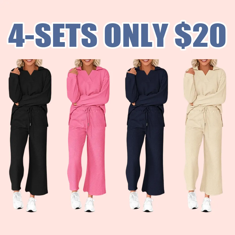 Women 2025 FW 2-Piece Pullover & Wide Leg Pants Lounge Set