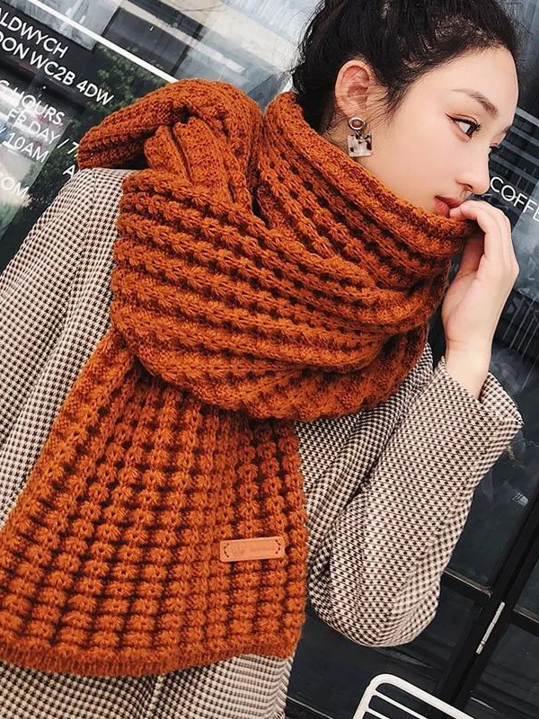 New Winter Knitted Scarf Fashion Women Warm Pashmina  Thickened Wool Scarf