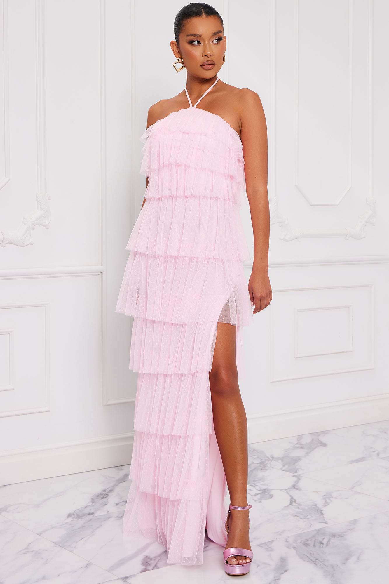 Dressing Up Tulle Maxi Dress - Pink