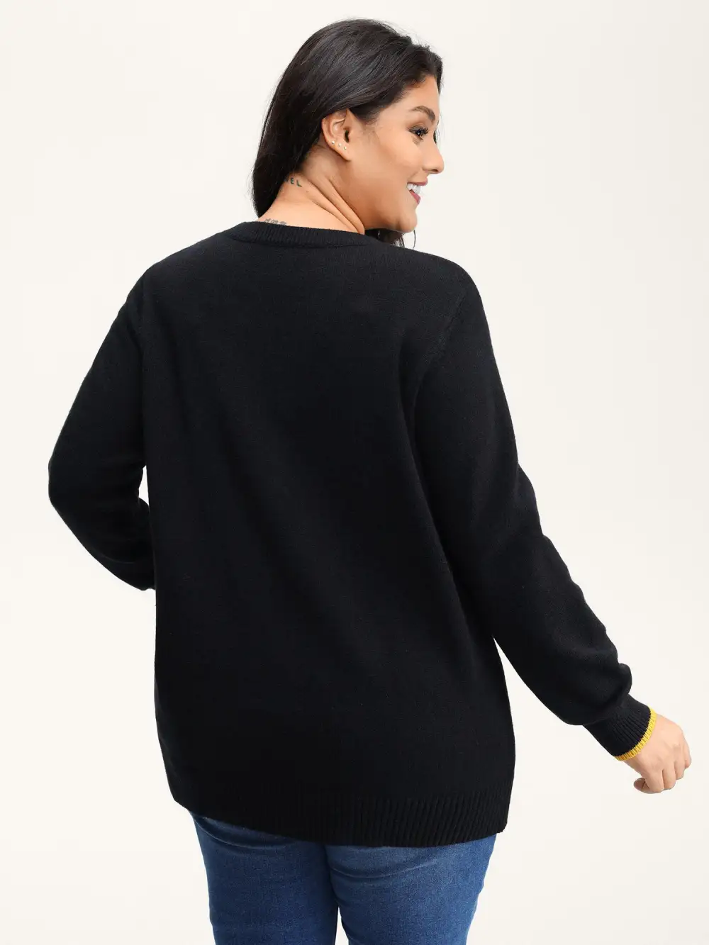 Puppy In Rain Jacquard Contrast Pullover