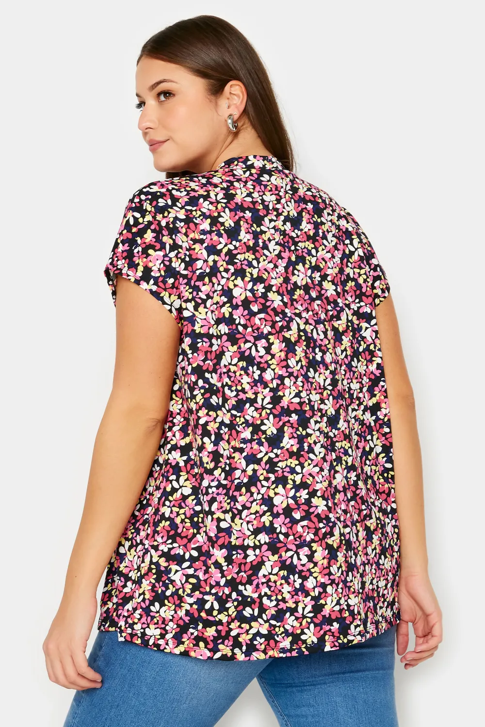 YOURS Curve Blue Leopard Print Pleat Front Blouse