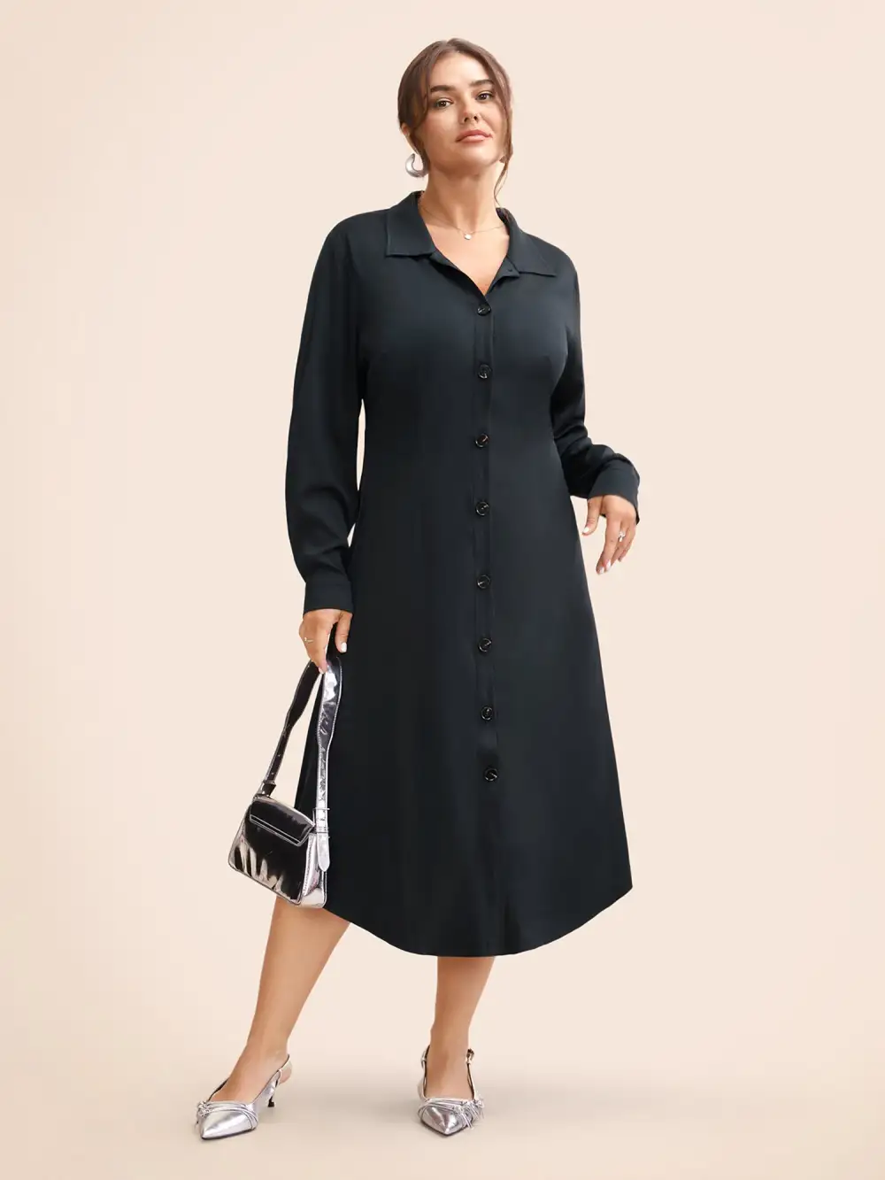 Stretch Woven Structured Midi Dress