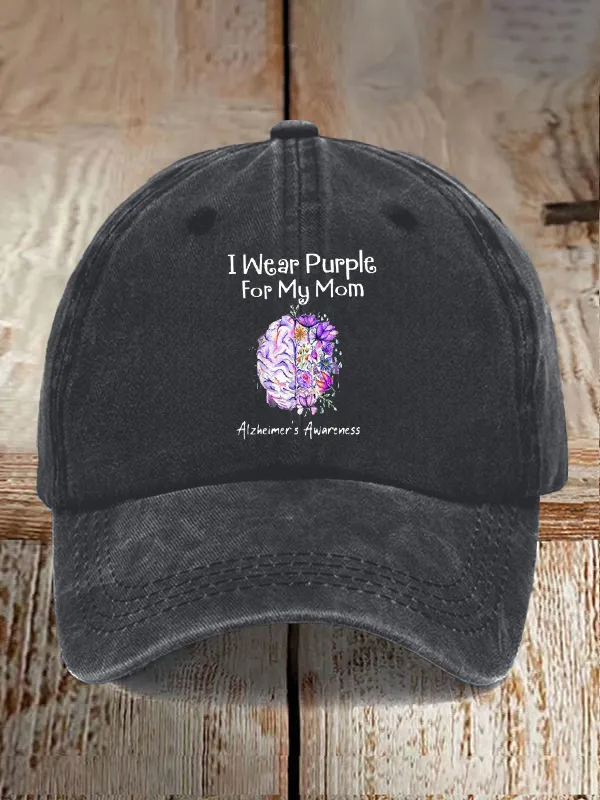 I Wear Purple For My Mom Alzheimer'S Awareness Support Baseball Cap