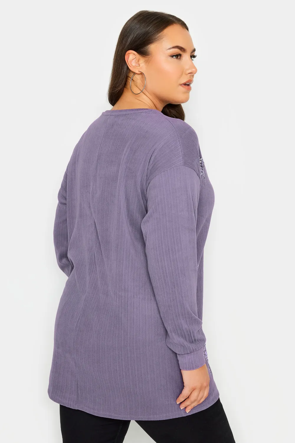 YOURS LUXURY Curve Blue Star Sequin Sweatshirt