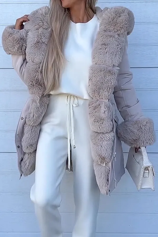 Women's casual down hairy jacket