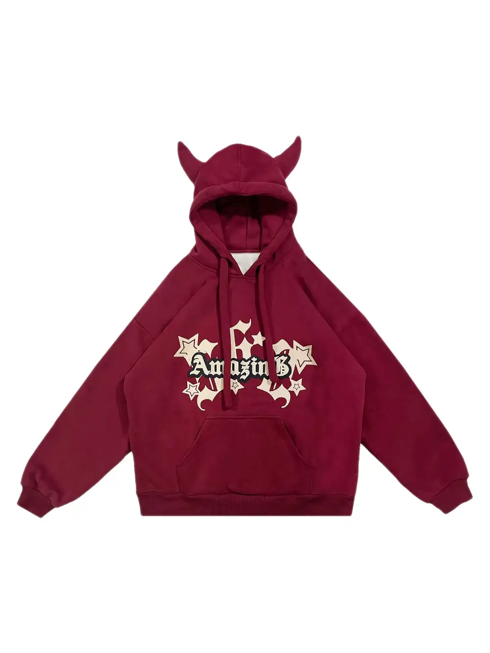 Letter Print Velvet Hooded Sweatshirt - 1879