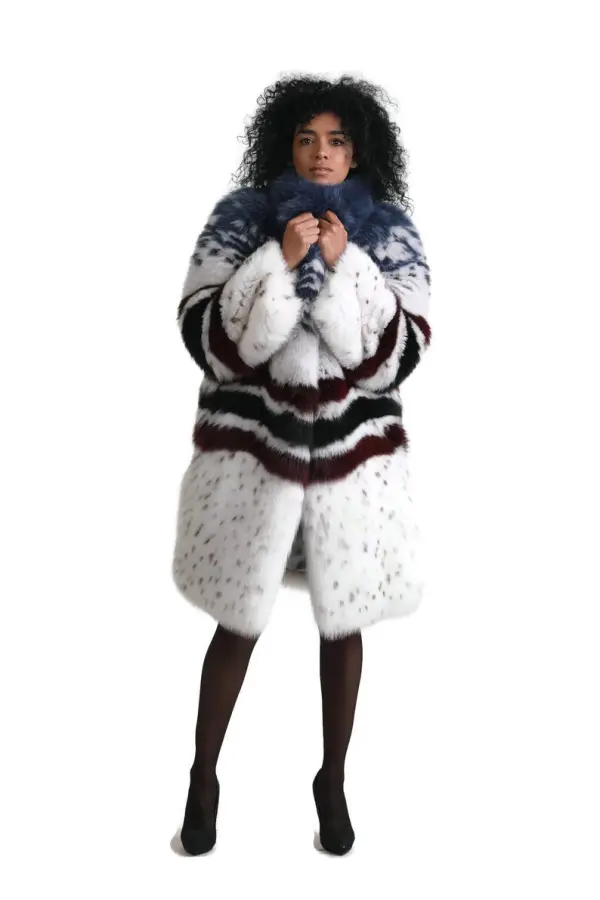 Multicolored  Fox Fur coat