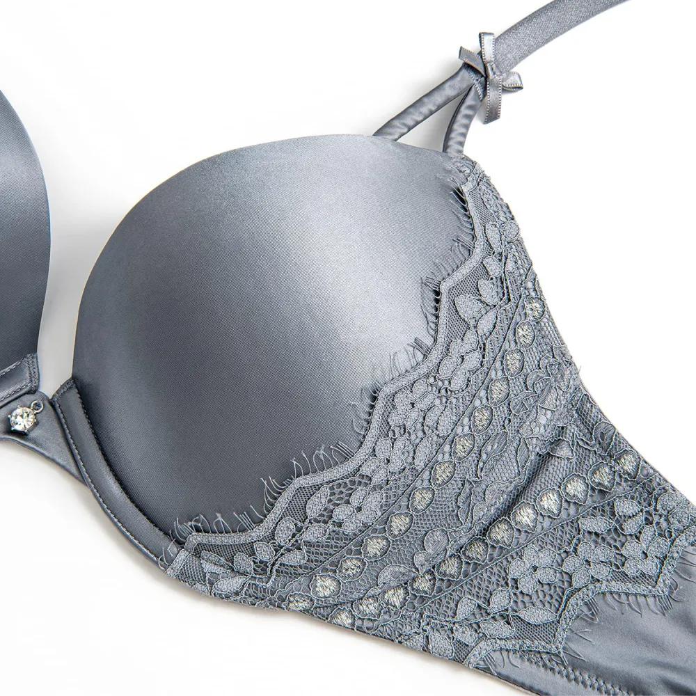 Women's Sexy Push Up Bra with Padded Underwire Smooth Lift Lace Add One Cup
