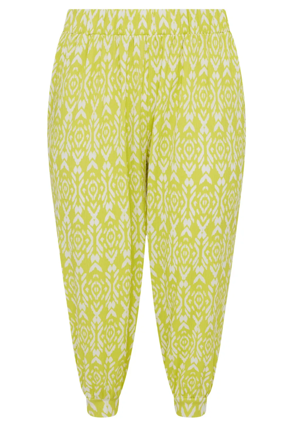 YOURS Curve Black Geometric Print Textured Cropped Harem Trousers