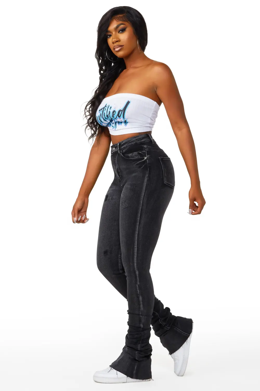 Stassi Black Super Stacked Jean