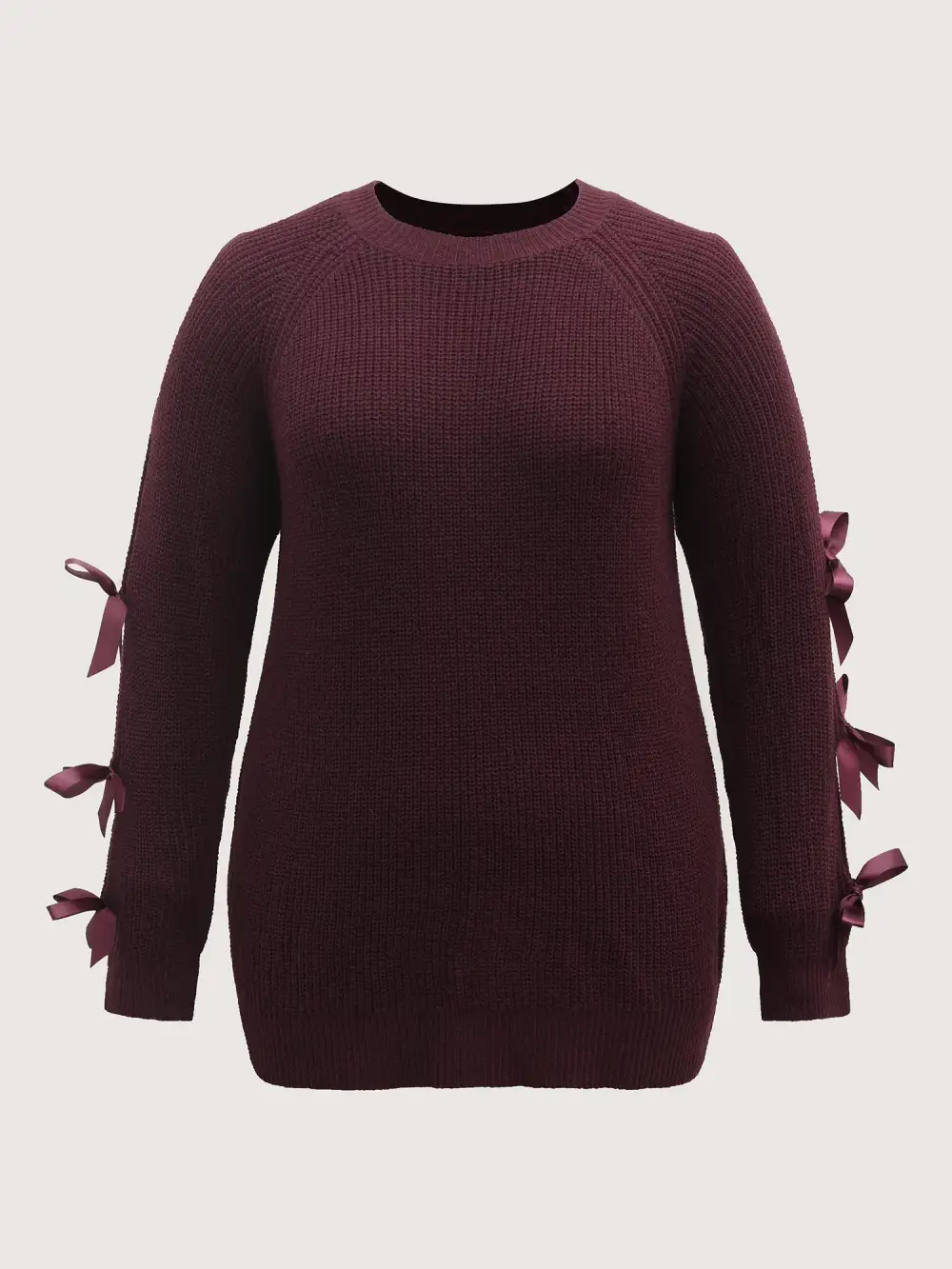 Bowknot Cut-Out Sleeve Solid Pullover