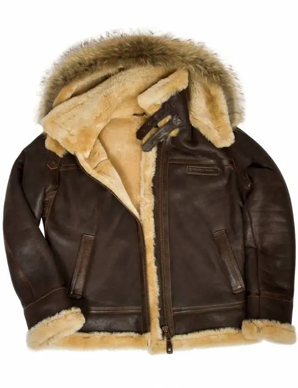 JACKET PILOT FROM SHEEPSKIN B-3 Hooded[FREE SHIPPING TODAY]